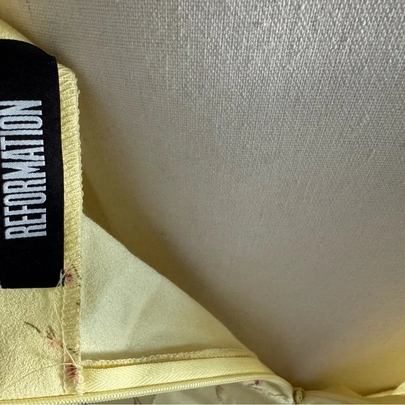 NWOT Reformation Light Yellow Floral Dress - Picture 6 of 6